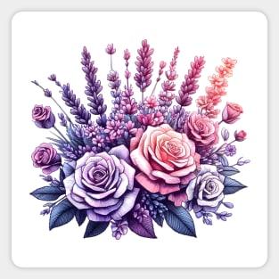 Floral Harmony: Roses and Lavenders Magnet